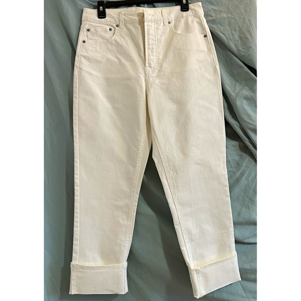 Frye Women's White Denim Straight Leg Jeans Mid Rise 5-Pocket Size 8 NWT